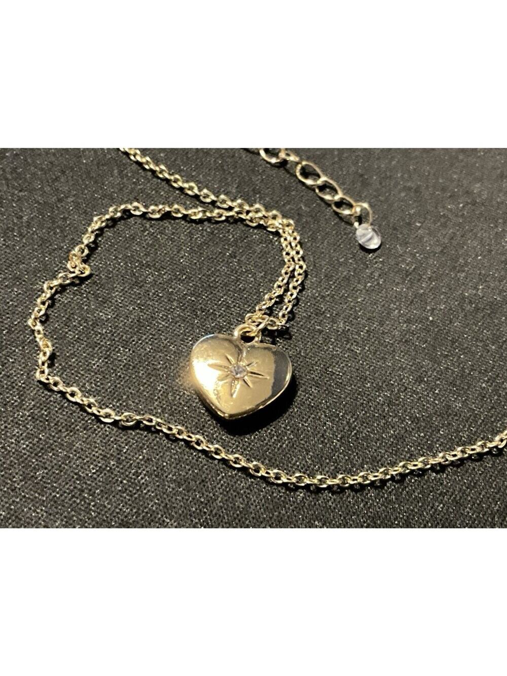 15in W/ 3in Ext Gold Tone Heart Shaped Necklace